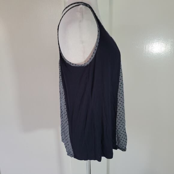 CAbi Size S Blue Polka Dot Cross Strap Navy Blue Tank Top Casual Lightweight - Picture 4 of 10
